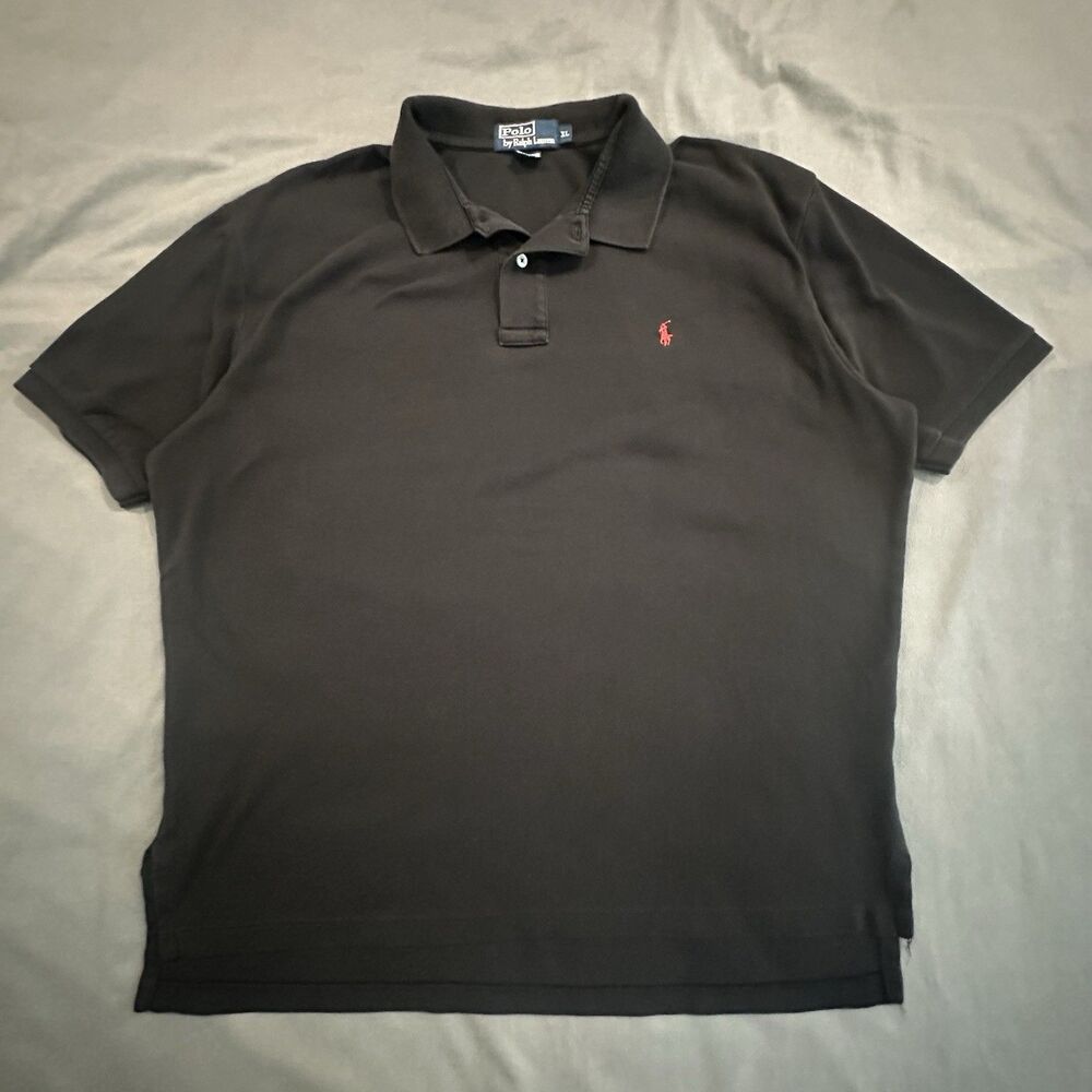 Vintage Polo Ralph Lauren Short Sleeve Polo Mens XL Black Red Pony RL 90s Y2K